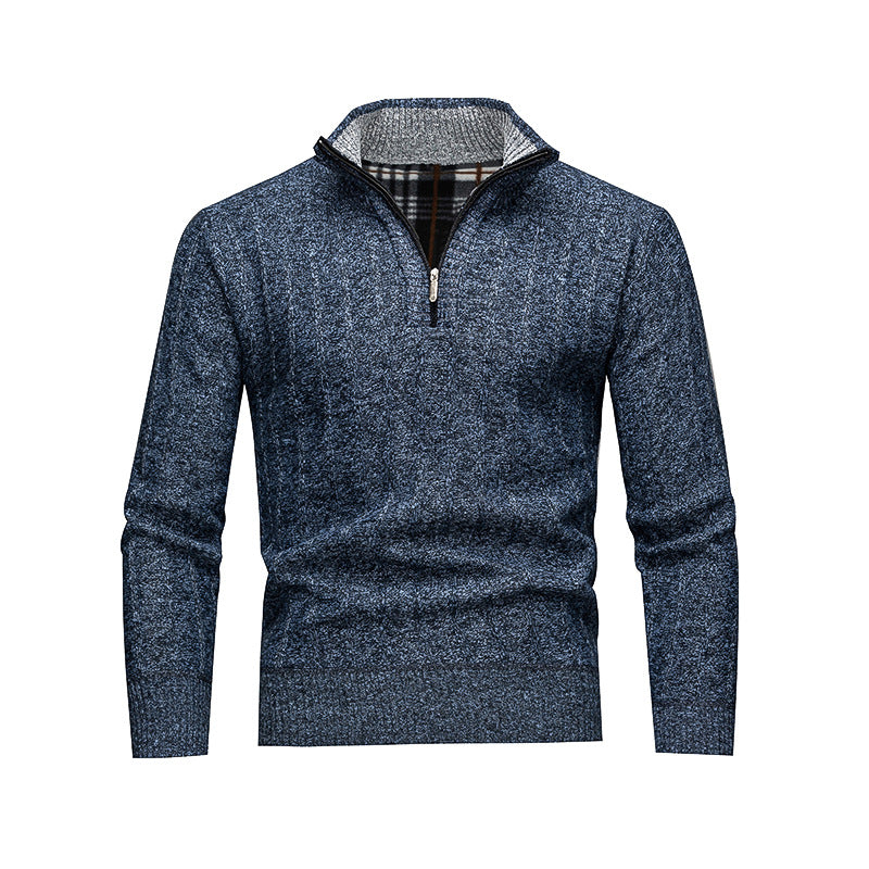 Men's Comfortable Turtleneck Sweater with Modern Zipper and Textured Design Lisslune