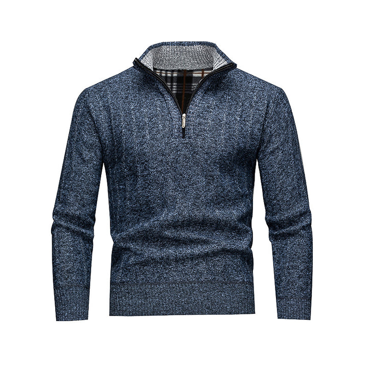 Men's Comfortable Turtleneck Sweater with Modern Zipper and Textured Design Lisslune