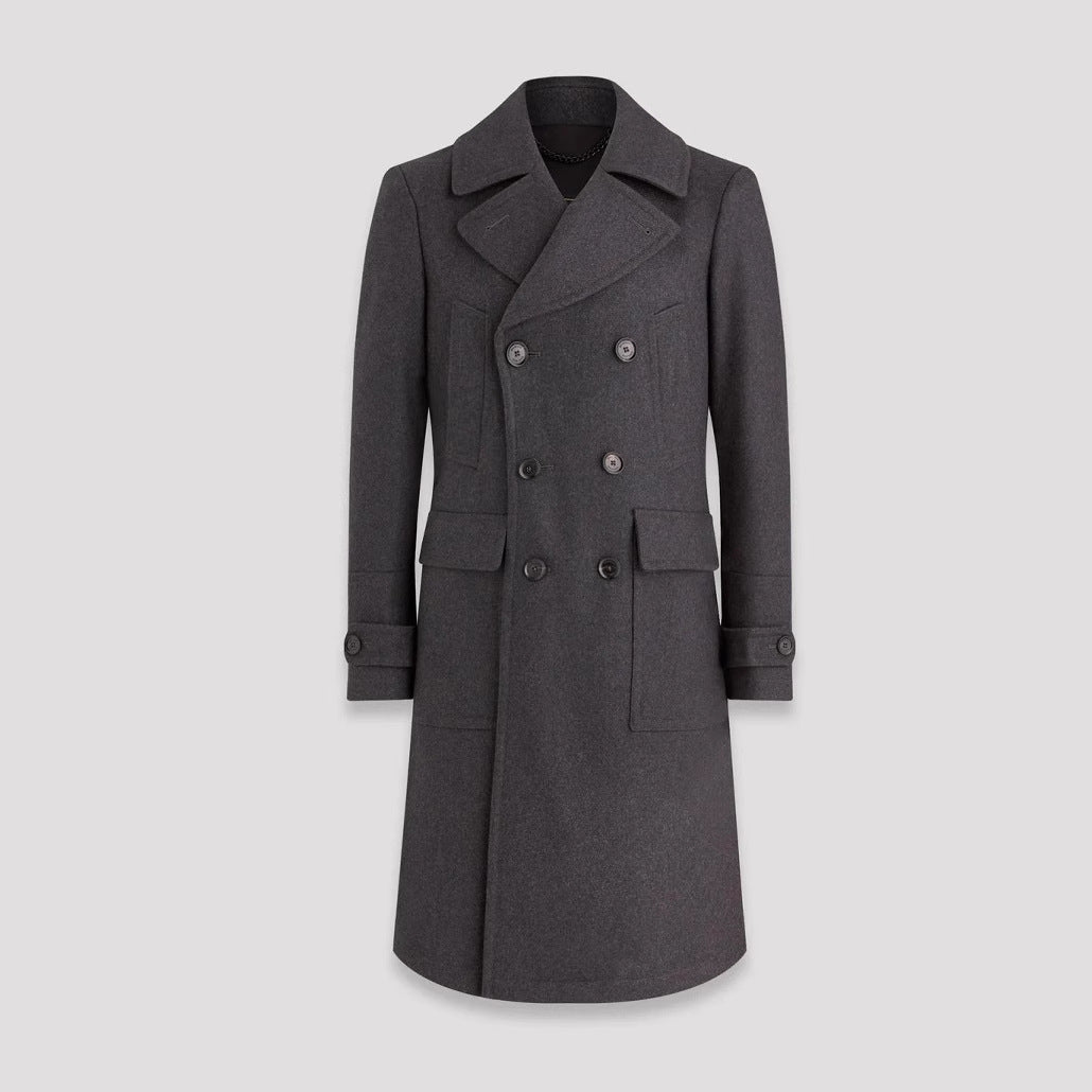 Men's elegant double-breasted overcoat made of high-quality material Lisslune