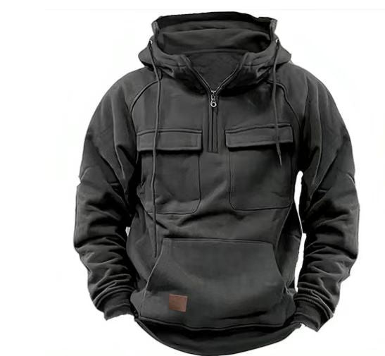 Men's hooded sweatshirt with practical pockets and full-length zipper Lisslune