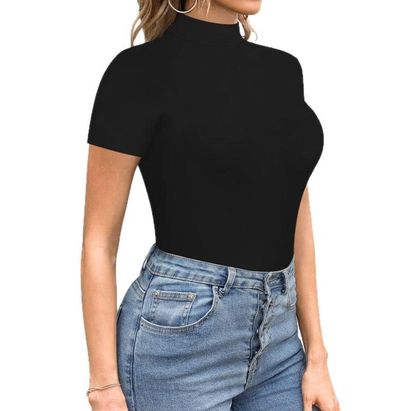 Women’s bodysuit with high collar and short sleeves Lisslune