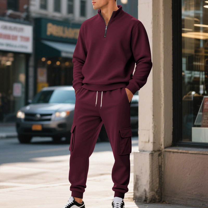 Men's sporty leisure set with high collar and practical cargo pockets Lisslune