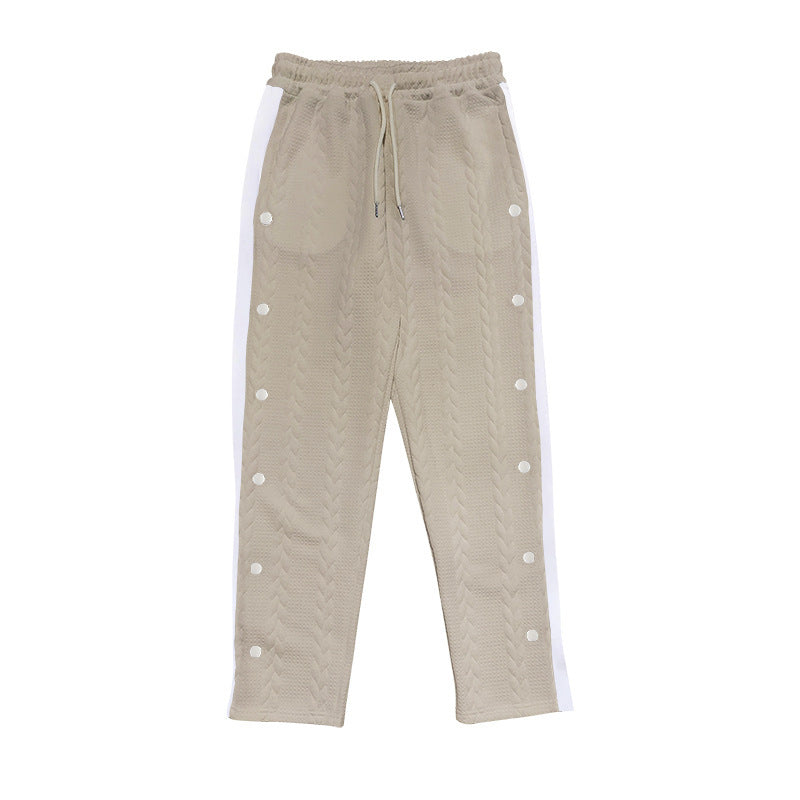 Men's sporty chino pants with side snap button details and elastic waistband Lisslune