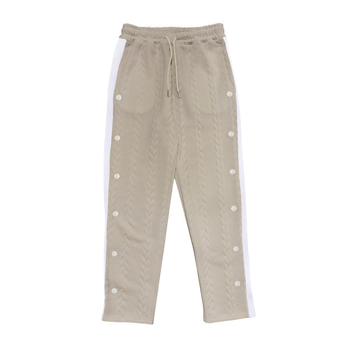 Men's sporty chino pants with side snap button details and elastic waistband Lisslune