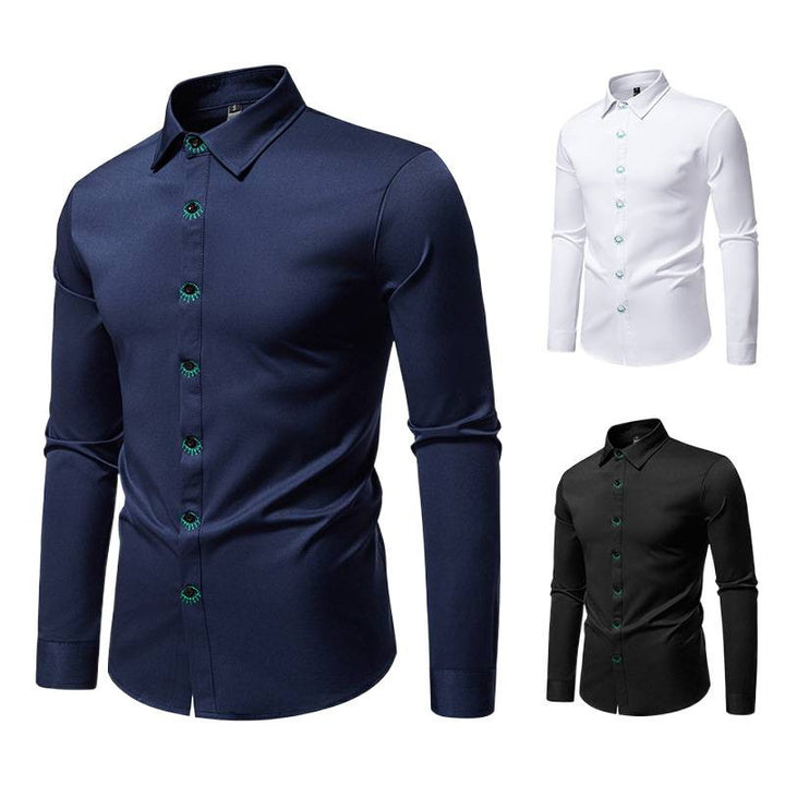 Men's Elegant Long Sleeve Shirt with Creative Details Lisslune