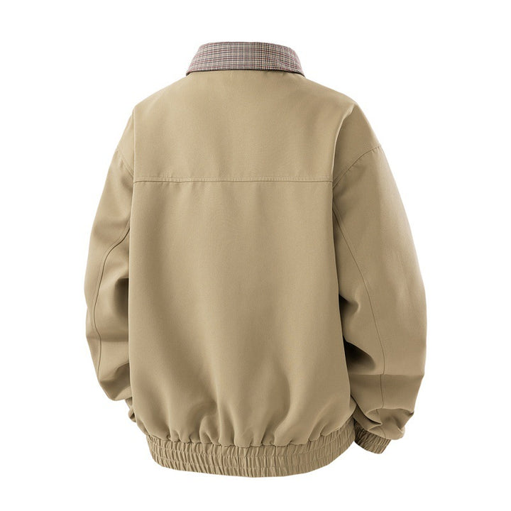Men's fashionable transitional jacket with checkered collar section Lisslune