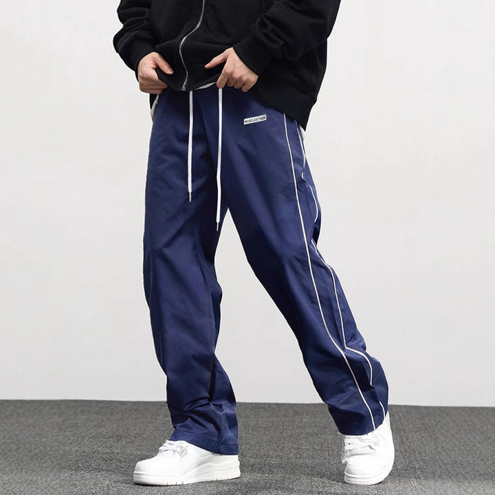 Men's Casual Jogging Pants with Elastic Waistband and Side Contrast Stripes Lisslune