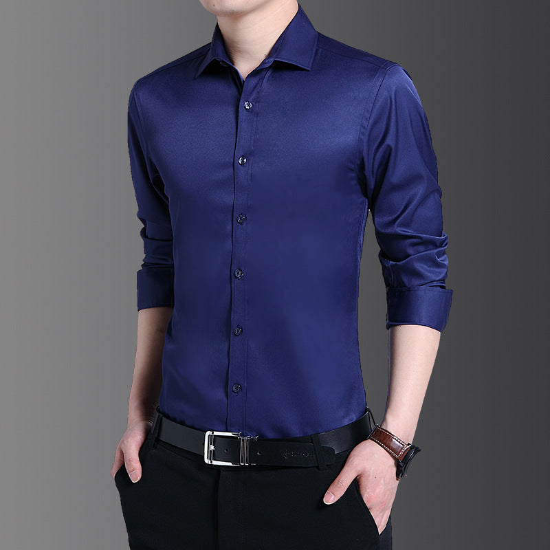 Men's elegant long-sleeved shirt with a shiny surface Lisslune