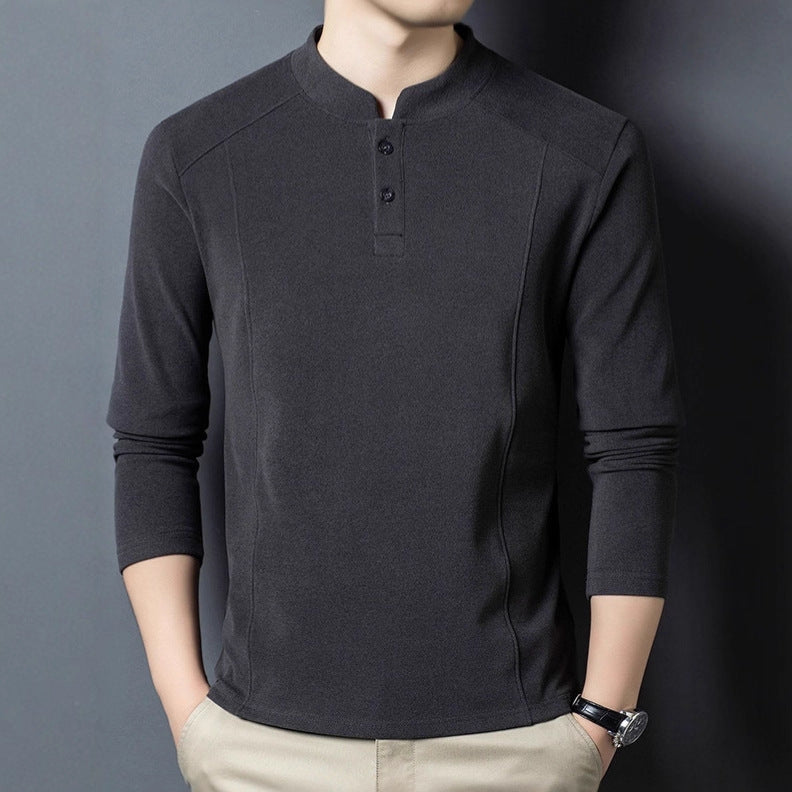 Men's long-sleeve shirt with button placket and comfortable fit Lisslune