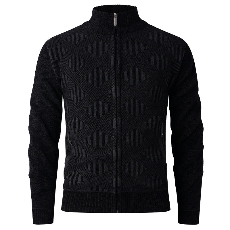 Men's cardigan with textured design and modern zipper Lisslune