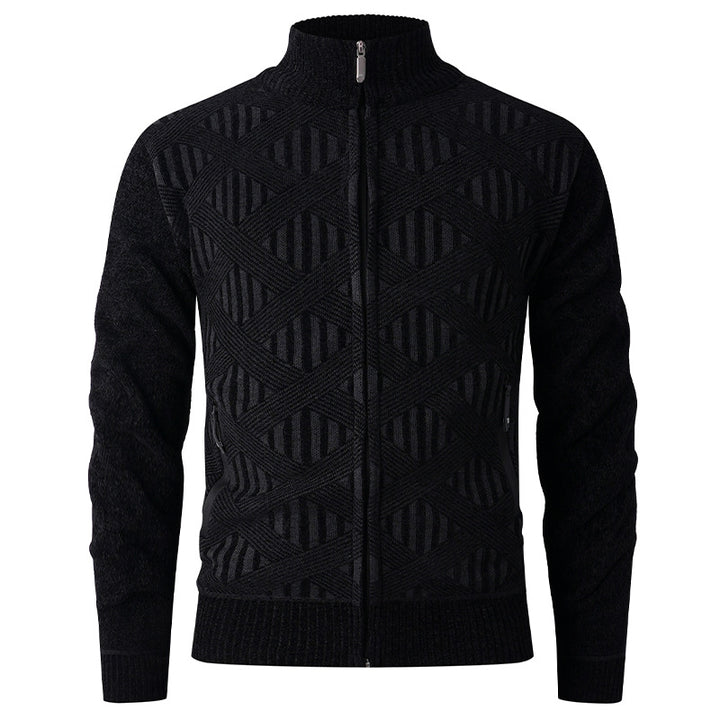 Men's cardigan with textured design and modern zipper Lisslune