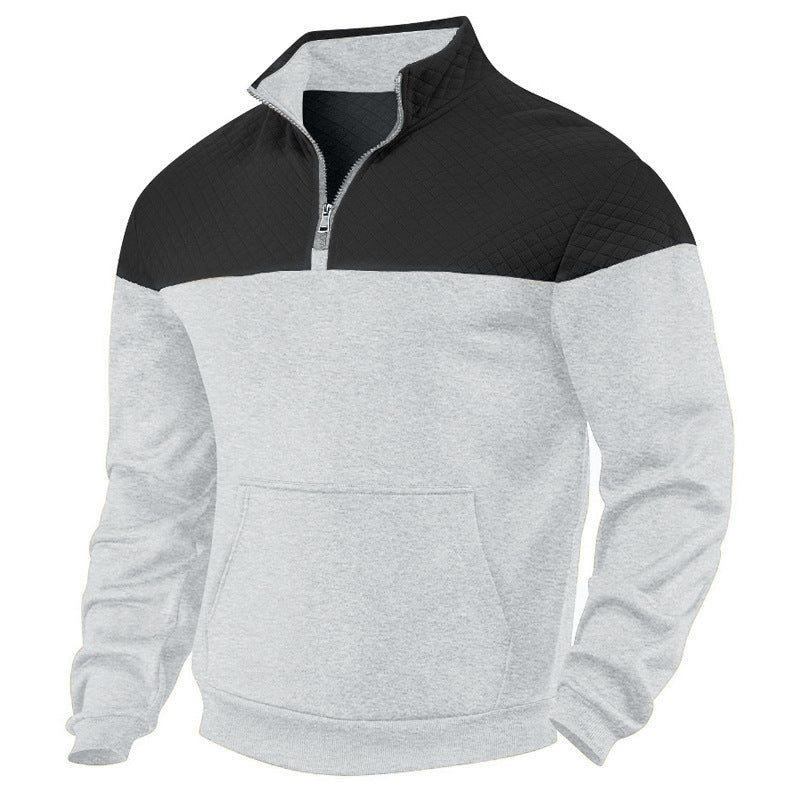 Men's sporty stand-up collar pullover with zipper and textured upper material Lisslune