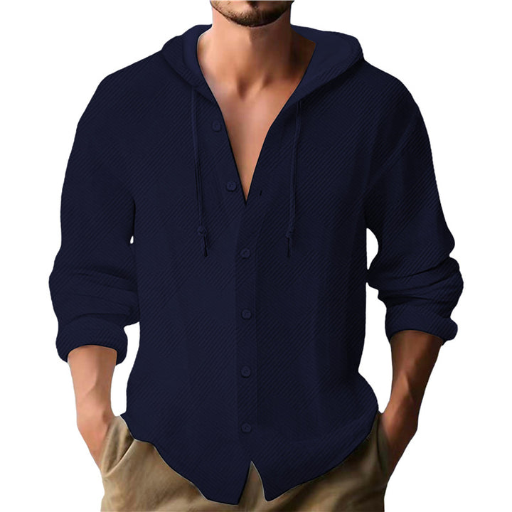 Men's Hooded Blouse with Textured Design Lisslune