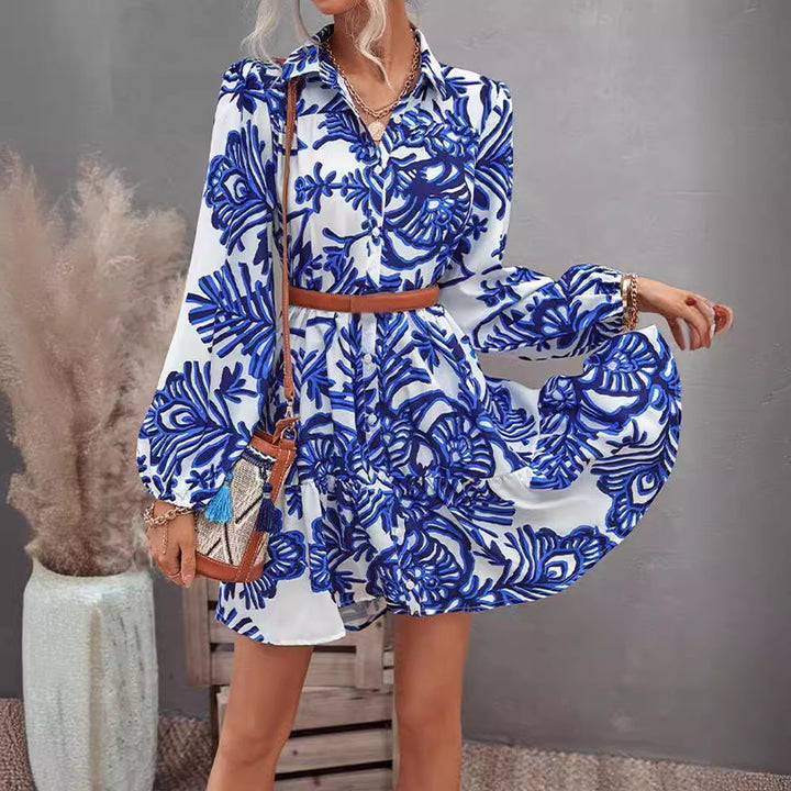 Women's casual shirt dress with voluminous sleeves and full button closure Lisslune