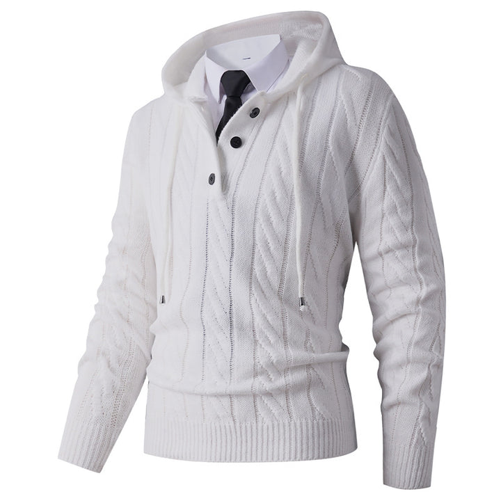 Men's cardigan with hoodie and modern cable pattern Lisslune
