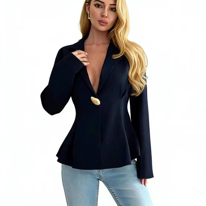 Women's Peplum Blazer with Unique Button Details Lisslune
