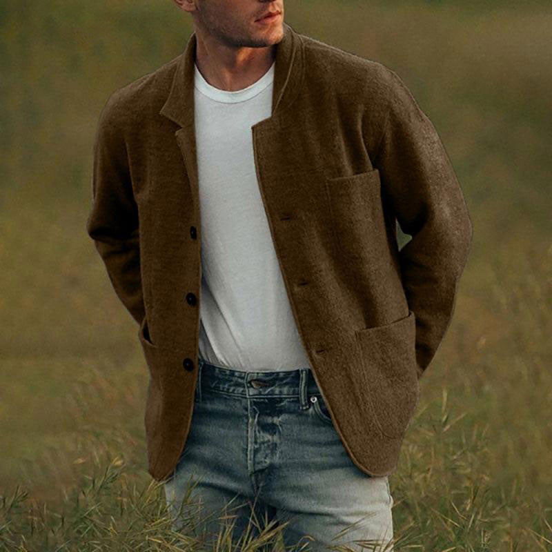 Men's Casual Linen Blazer with Patch Pockets Lisslune