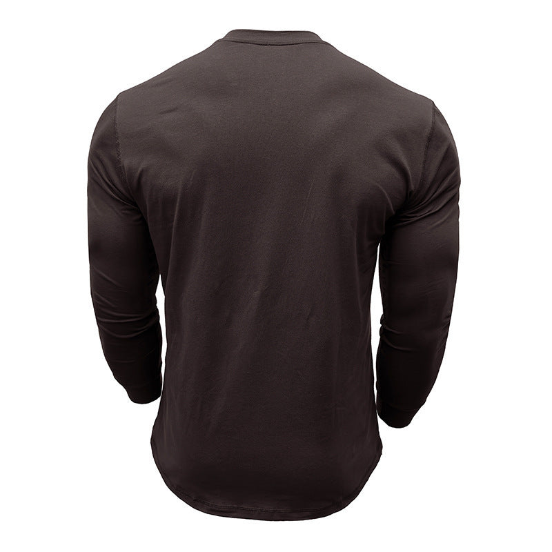 Men's Long Sleeve Henley Shirt with Stylish Buttons and High-Quality Cotton Blend Lisslune