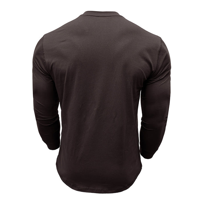 Men's Long Sleeve Henley Shirt with Stylish Buttons and High-Quality Cotton Blend Lisslune