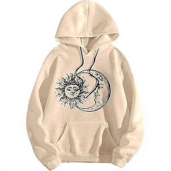 Women's hoodie with artistic sun-moon motif Lisslune