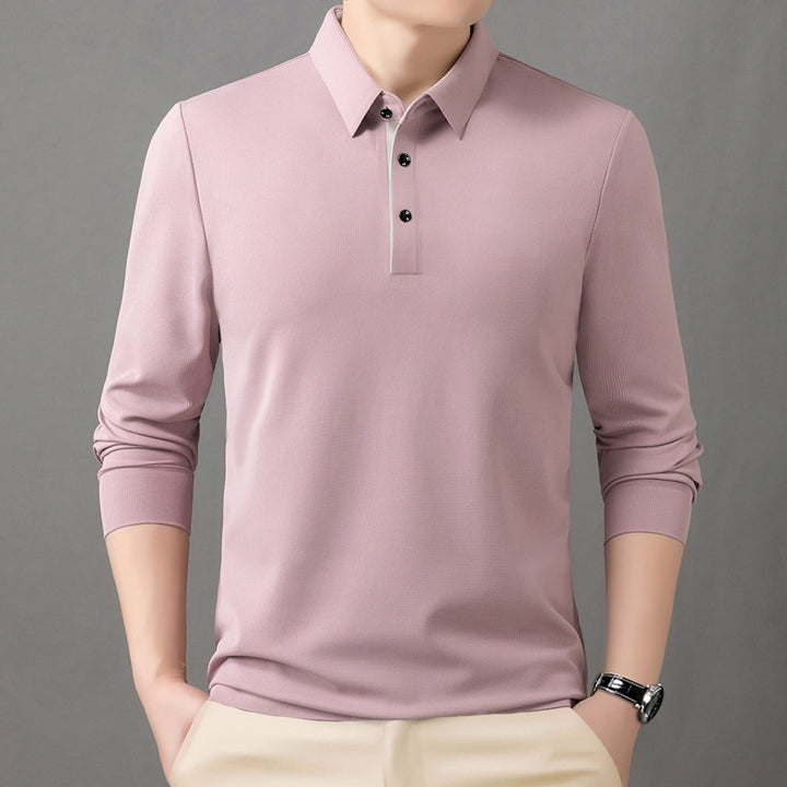 Men's comfortable long-sleeve polo shirt with elegant collar Lisslune