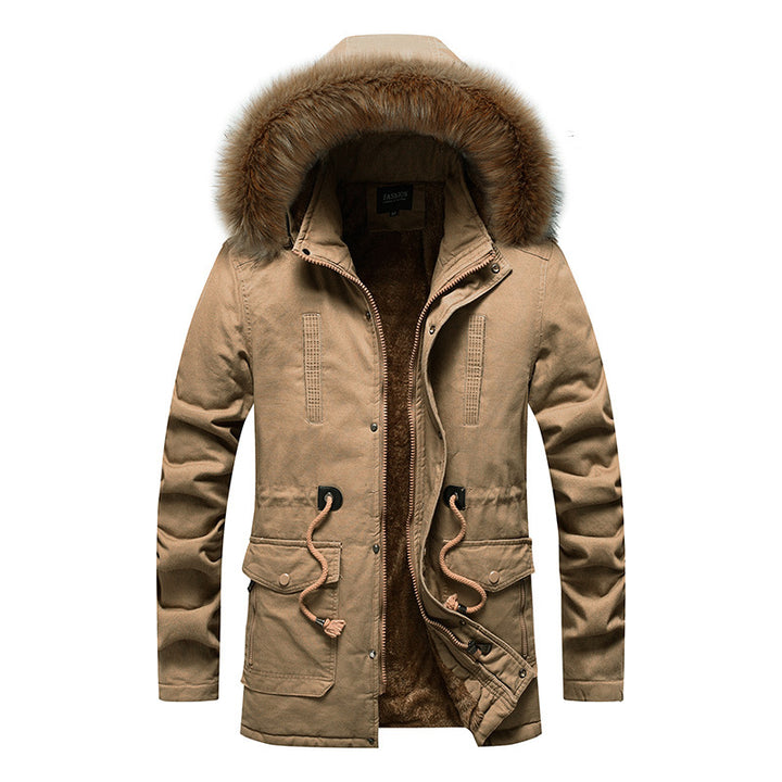 Men's Parka with Detachable Hood and Warm Fleece Lining Lisslune