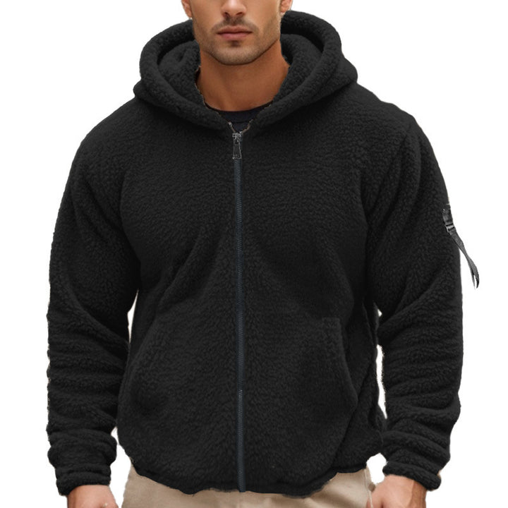 Men's fleece jacket with integrated hood and practical zipper pockets Lisslune
