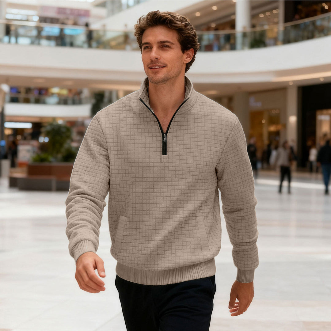 Men's sporty sweater with half-high closed collar Lisslune
