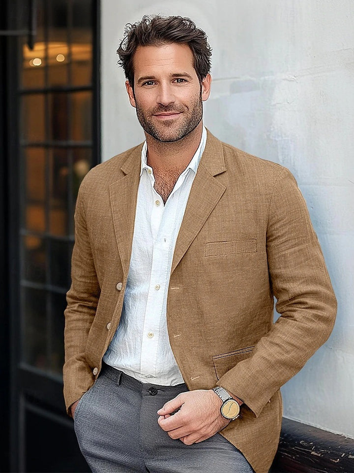 Men's Casual Linen Blazer Lisslune