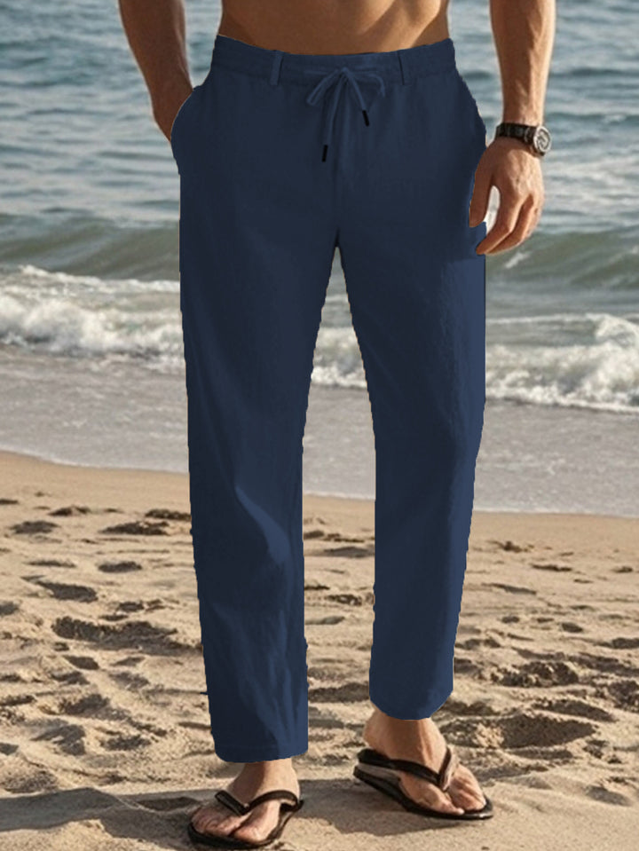 Men's casual beach pants with adjustable drawstring and practical side pockets Lisslune