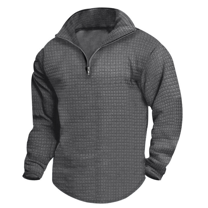 Men's heat-insulated pullover with semi-high collar and textured surface Lisslune