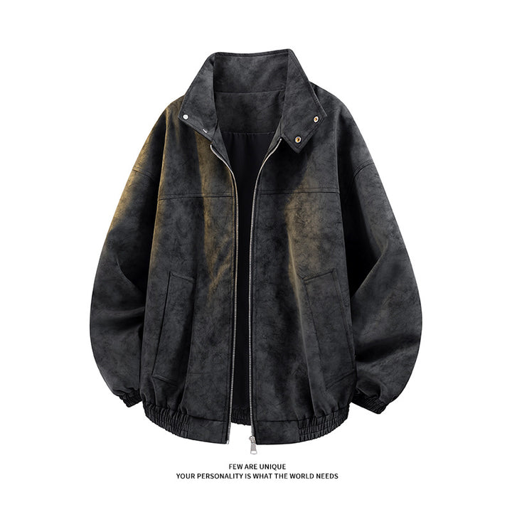 Men's Casual Oversized Jacket with High Collar and Elastic Waistband Lisslune