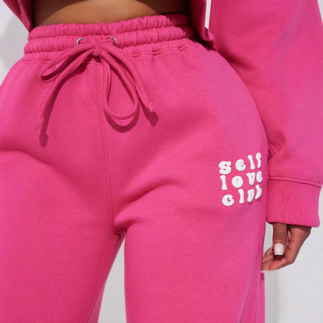 Women's wide jogging pants with elastic waistband and eye-catching lettering Lisslune