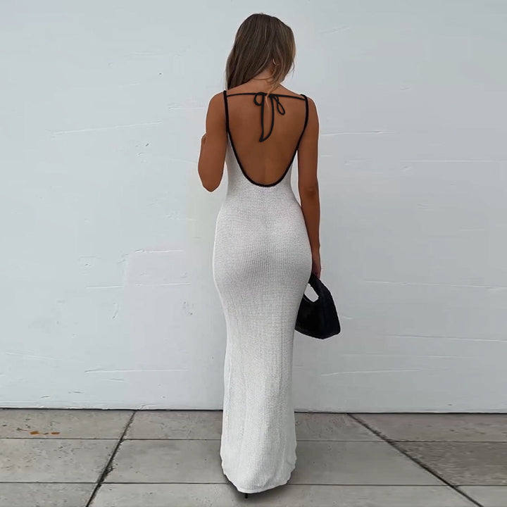 Ladies Maxi Dress with fine knit texture and elegant cut