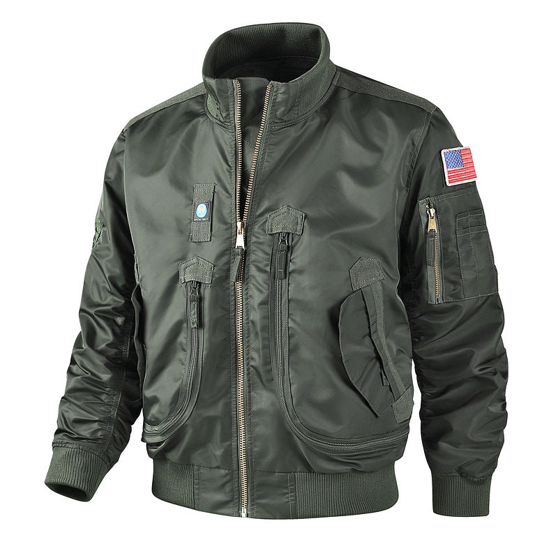 Men's Fashionable Bomber Jacket with Multifunctional Pockets Lisslune