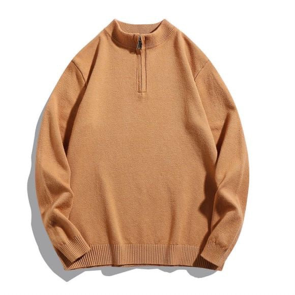 Men's comfortable pullover with modern stand-up collar and discreet zipper opening Lisslune