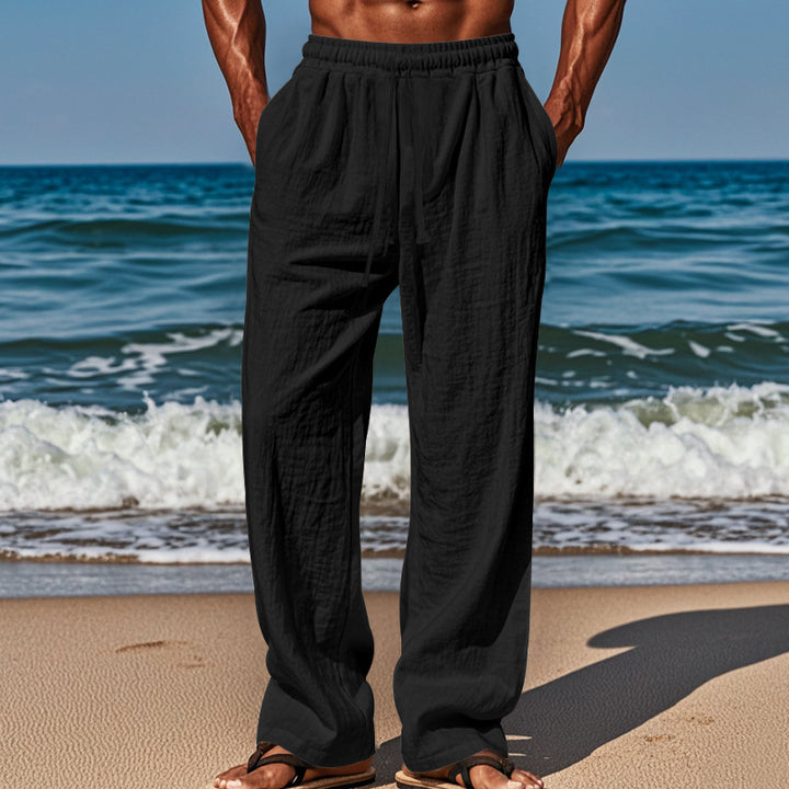 Men's loose leisure pants with elastic waistband and side pockets Lisslune