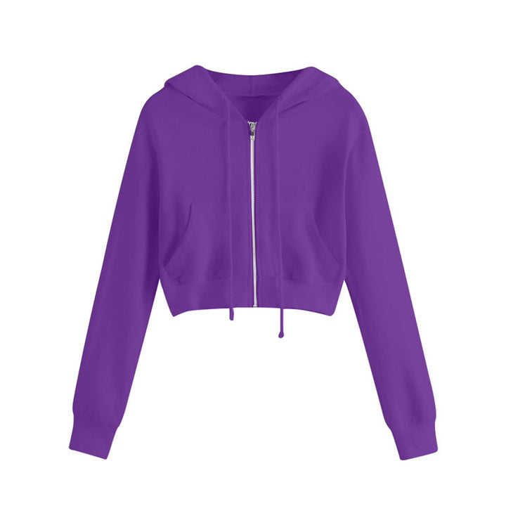 Women's short hooded top with practical pockets and zipper Lisslune