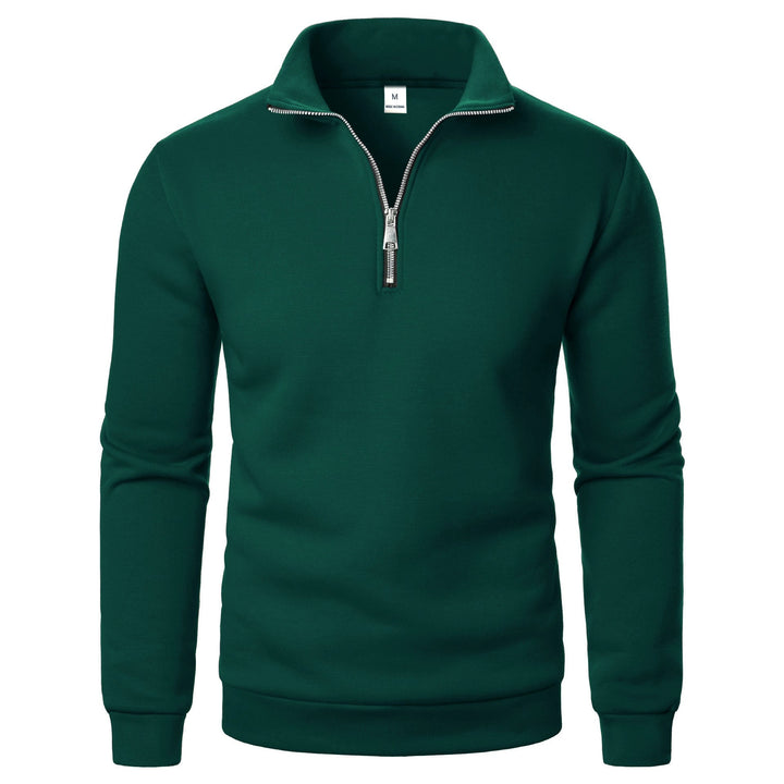 Men's fleece pullover with practical stand-up collar and zipper Lisslune
