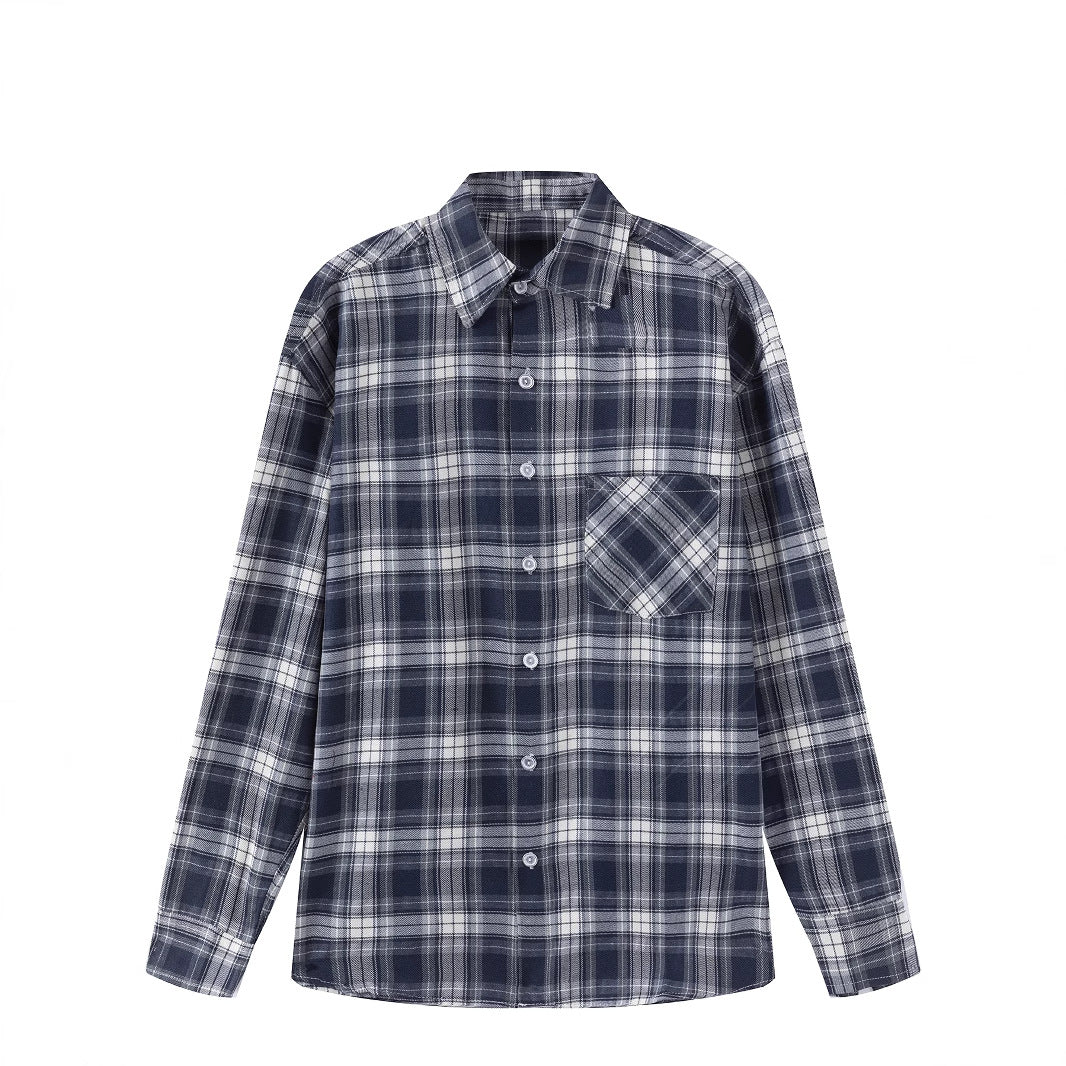 Men's checked long-sleeve shirt with chest pocket and comfortable fit Lisslune