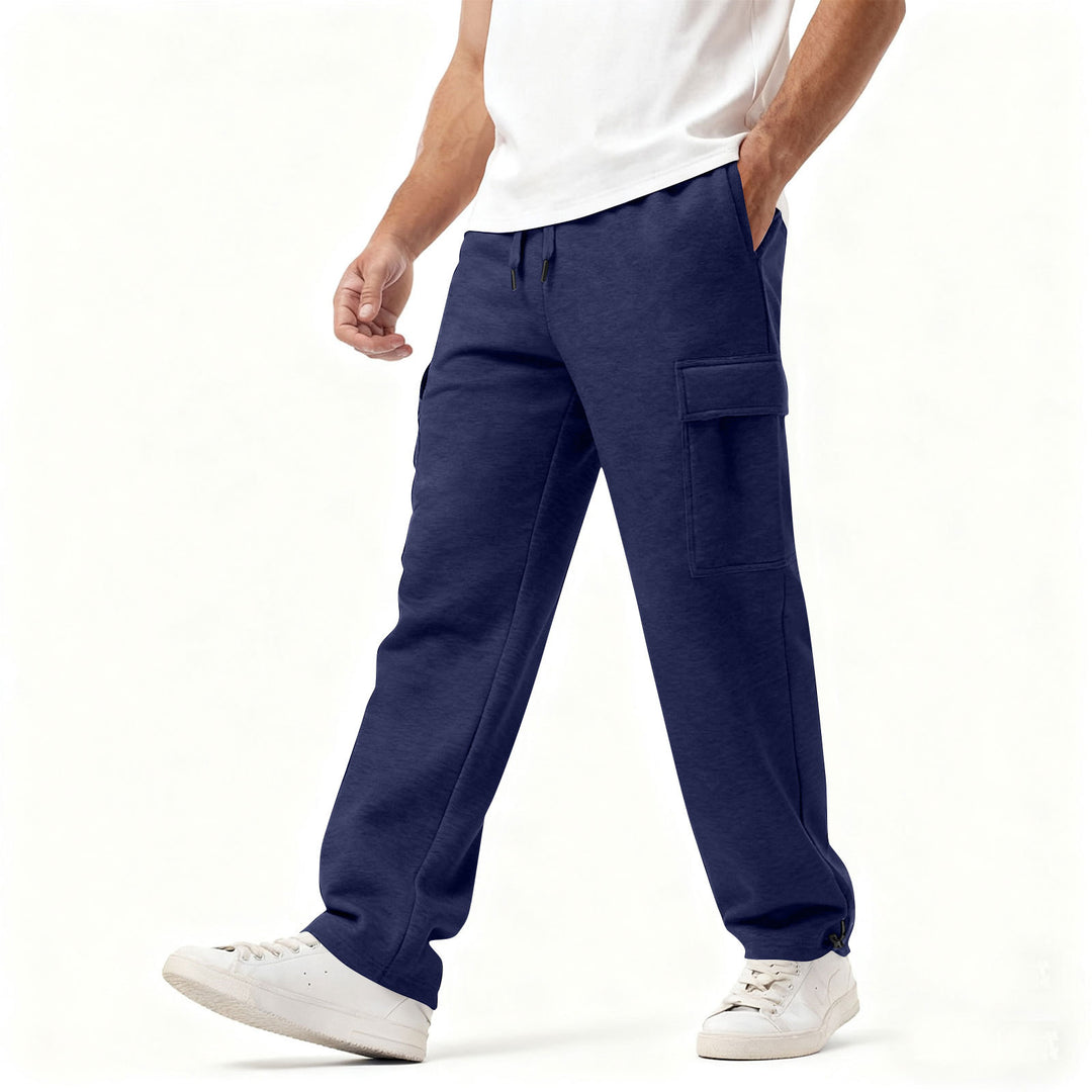 Men's Cargo-Style Leisure Pants with Practical Side Pockets and Elastic Waistband Lisslune
