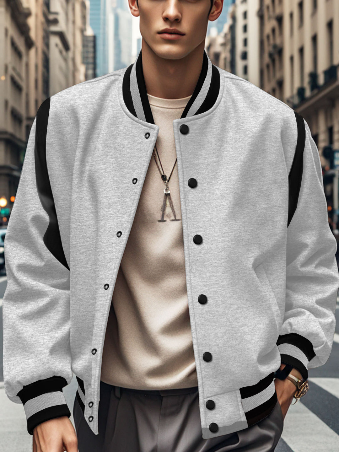 Men's sporty bomber jacket with modern contrasts and breathable materials Lisslune