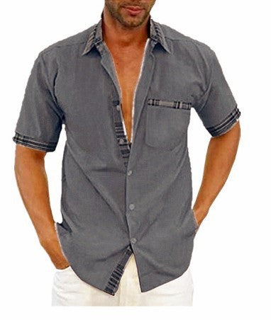 Men's short-sleeve shirt with modern check pattern and chest pocket Lisslune
