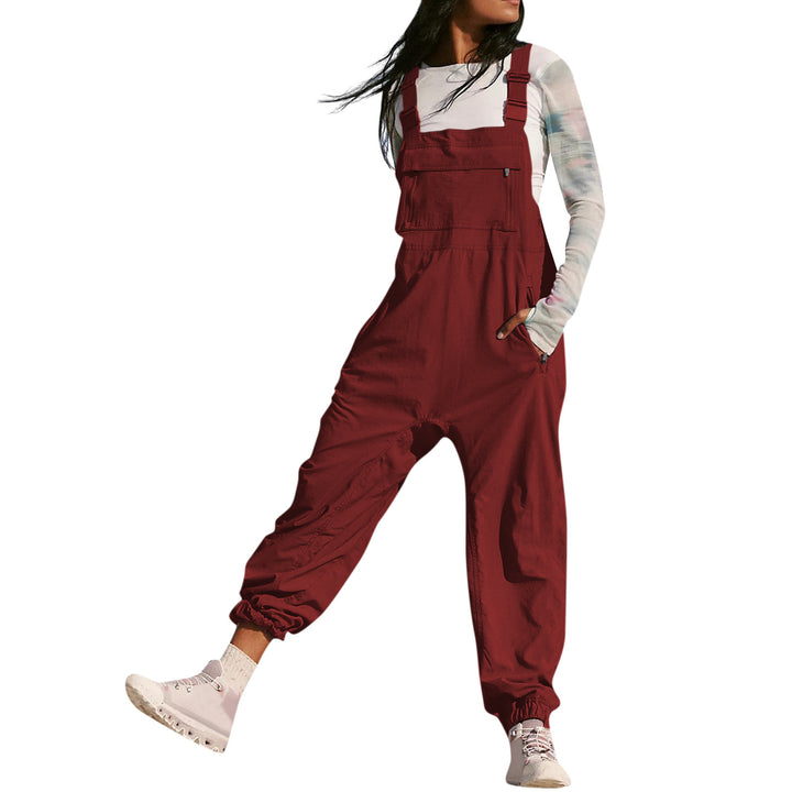 Women's Casual Jumpsuit with Practical Pockets and Elastic Hem Lisslune