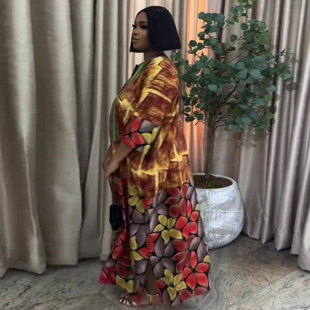 Women's maxi dress with colorful ethnic pattern and casual silhouette Lisslune