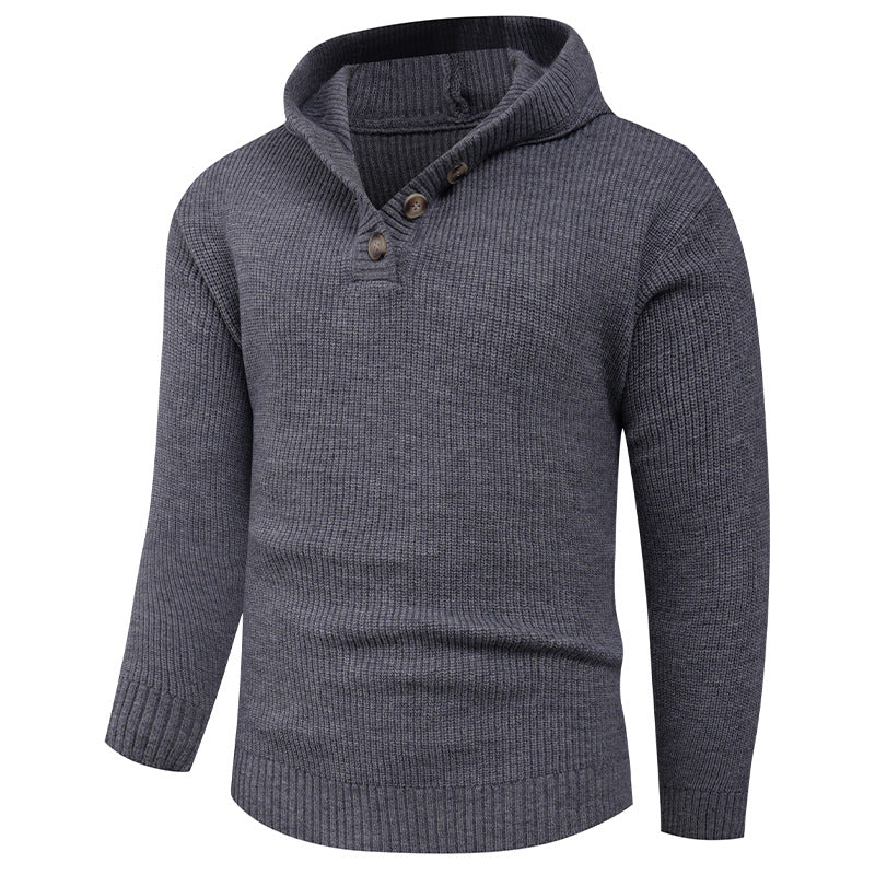 Men's pullover with shawl collar and wooden buttons Lisslune