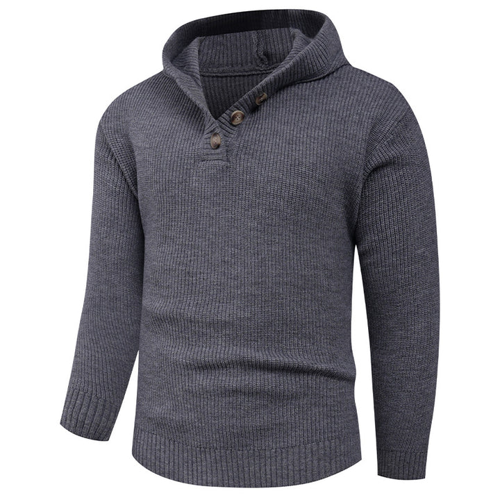 Men's pullover with shawl collar and wooden buttons Lisslune