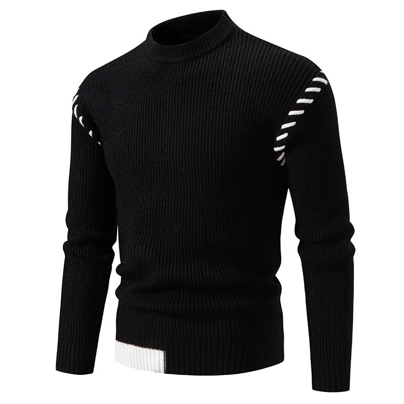 Men's fashionable knit sweater with high collar and unique cable design Lisslune