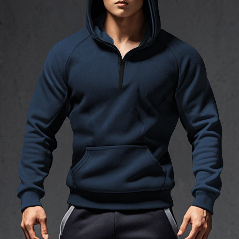 Men's sporty hoodie with half zipper and kangaroo pocket Lisslune