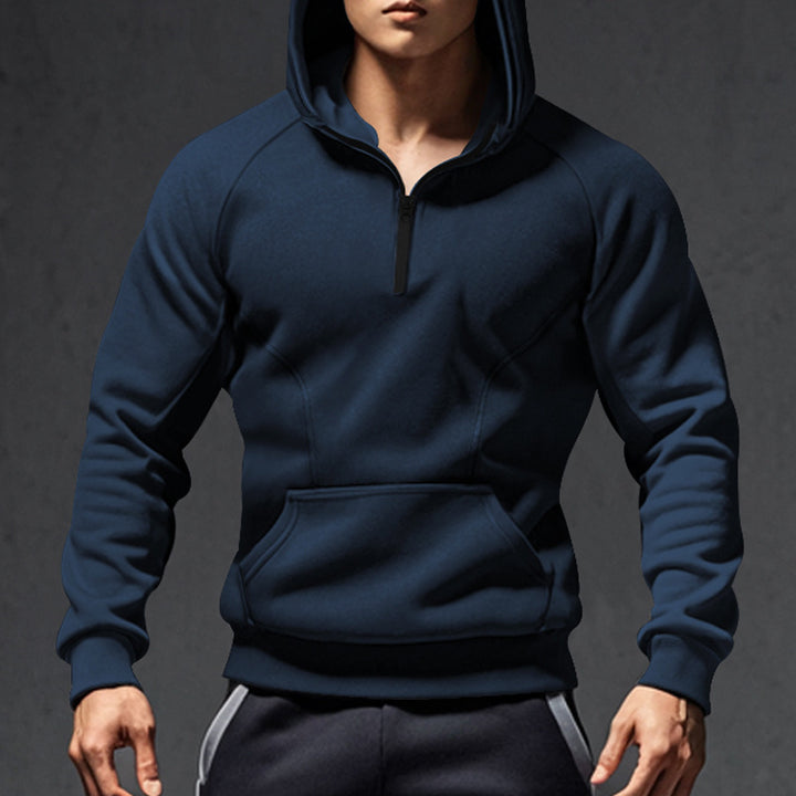 Men's sporty hoodie with half zipper and kangaroo pocket Lisslune